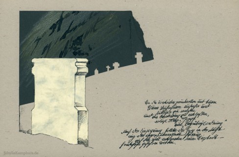 Zeichnung | Tusche und Polychromo, marmoriertes Papier, Seidenpapier | Illustration „Mozartjahr“ | 1990