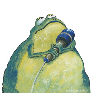 Malerei | Illustration, Tempera auf Farbkarton | Plakat | „Sei ein Frosch“, Hörspiel des WDR | 1996